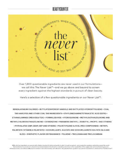 Beautycounter Products | The Never List